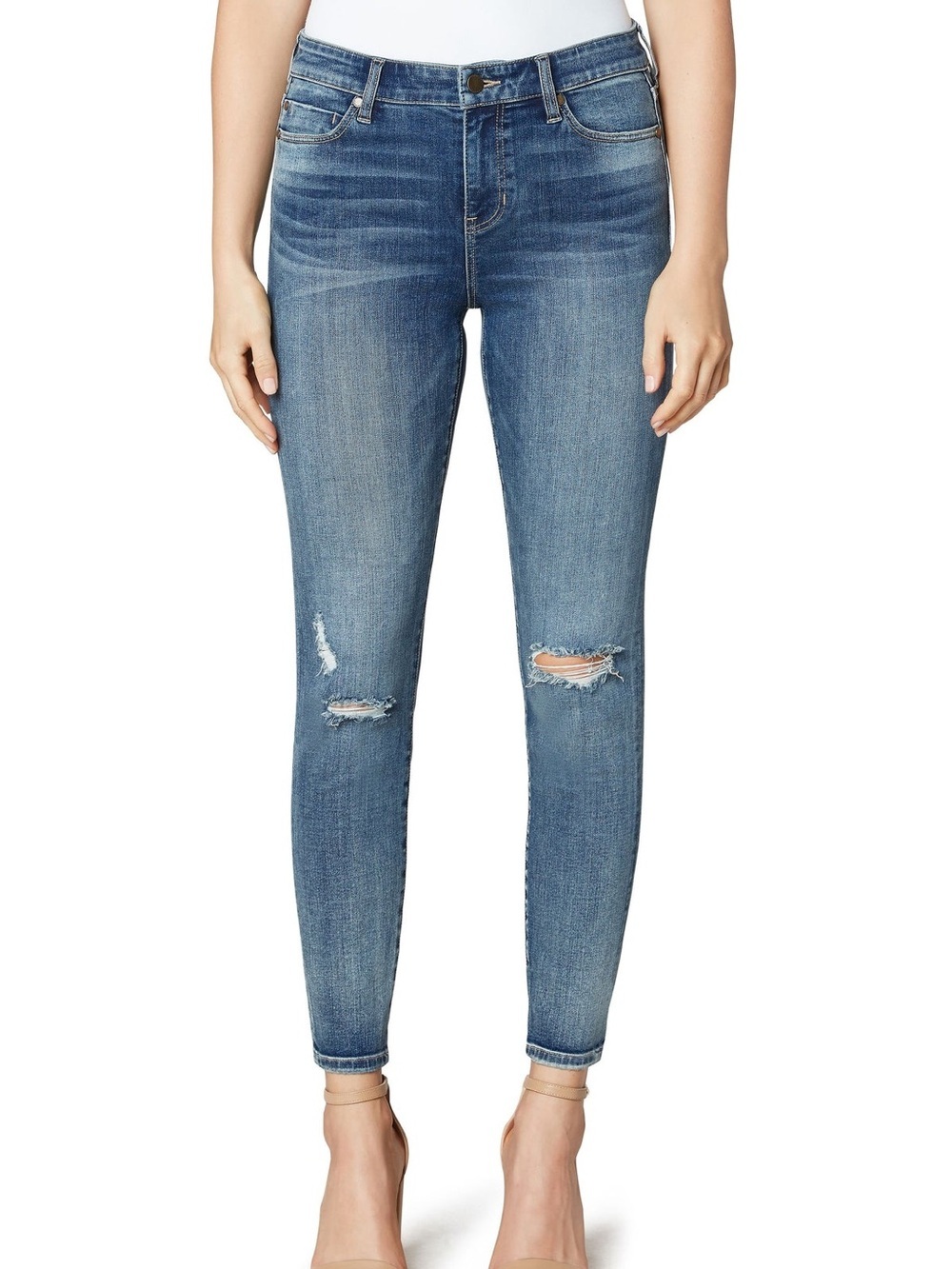 Liverpool Los Angeles The Ankle Skinny Distressed Jeans Petite 0/25 Medium Wash